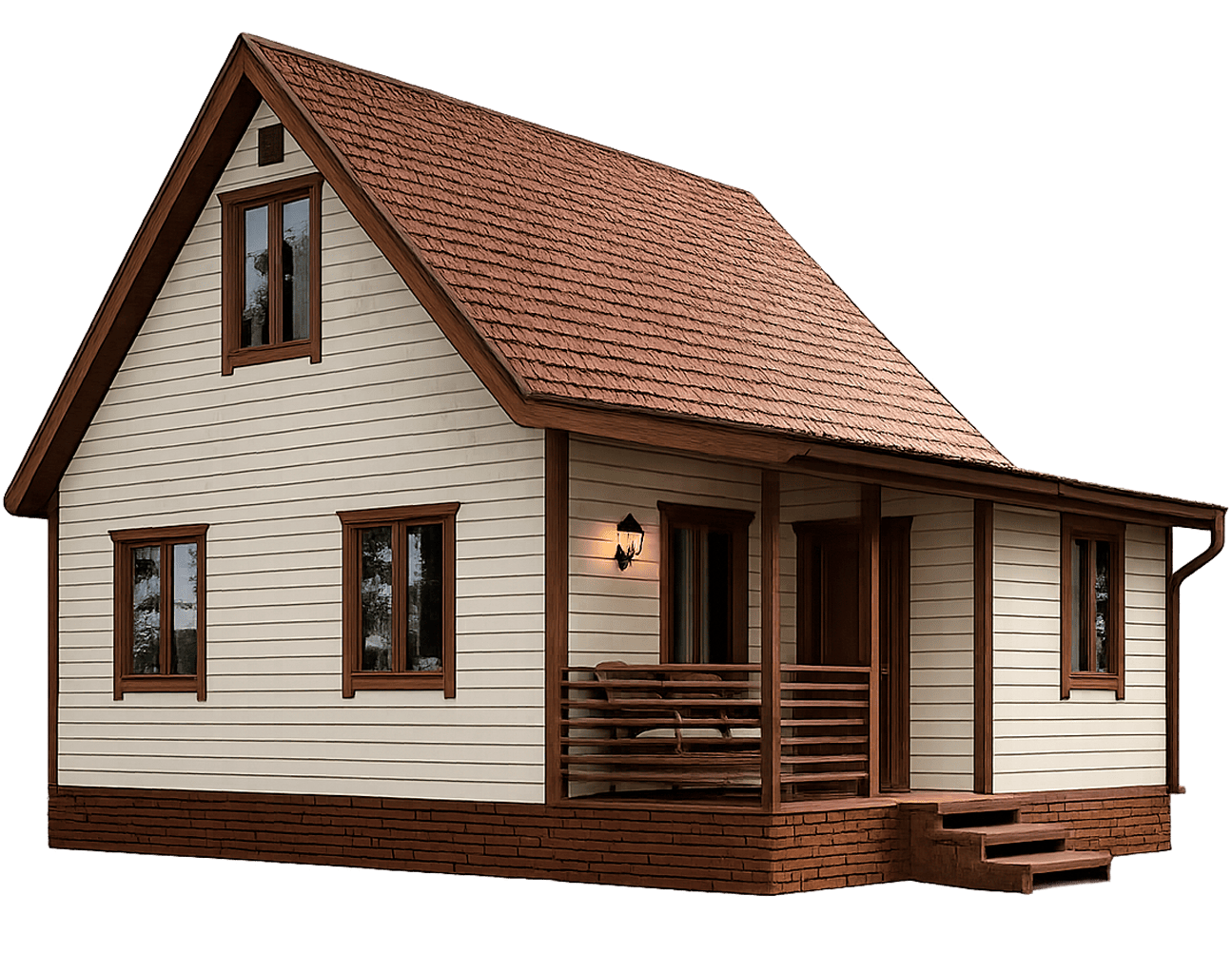 Каркасный дом для летнего отдыха с открытой террасой