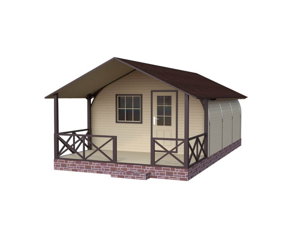 Веранда под общей крышей 4х1,5м