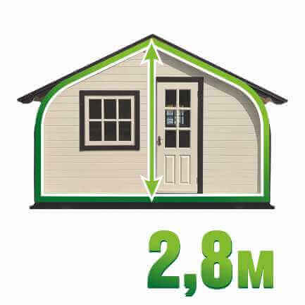 Данная модель имеет высокий потолок. От пола до конька-2.8м