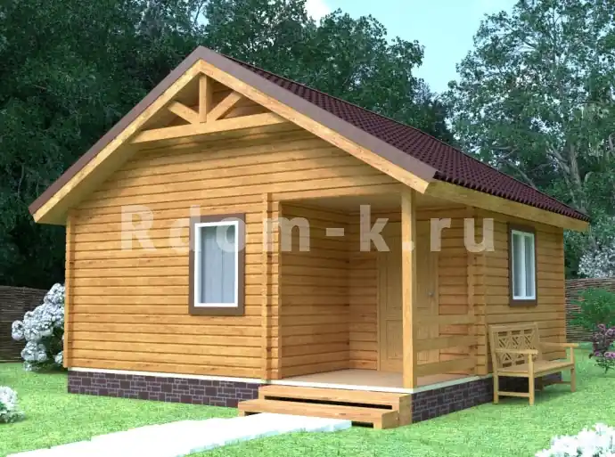 Баня 6х6 м со встроенной верандой