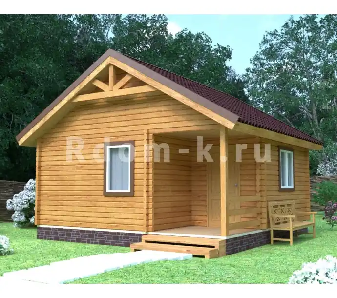 Баня 6х6 м со встроенной верандой